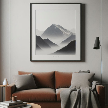 Mockup poster frame in modern interior background, 3d render