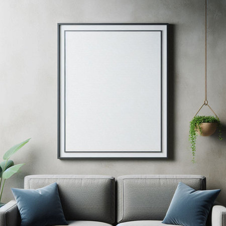 Mock up poster frame in modern interior background, 3d render