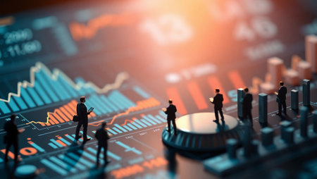 Business people and stock market graph. Business and finance concept. 3D Renderingの写真素材