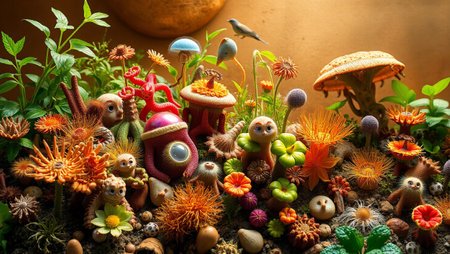 Plasticine garden decoration. Decoration made from plasticine.