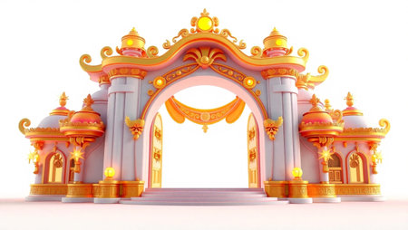 3d render of beautiful temple in Thailand,isolated on white backgroundの写真素材