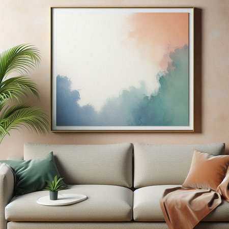 Mock up poster frame in interior background, 3d render illustration