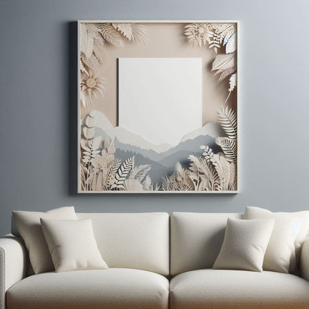 Mock up poster frame in modern interior background, 3d render