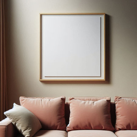 Mock up poster frame in modern interior background, 3d renderの写真素材