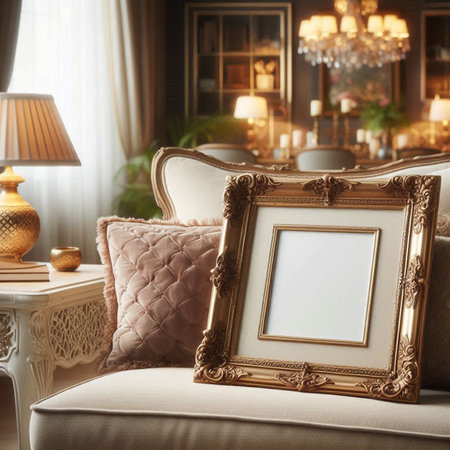 Luxury living room interior with vintage furniture. 3d renderの写真素材