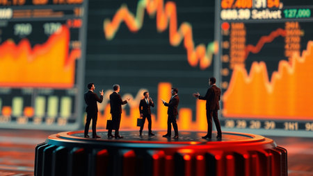 Miniature people : Businessman standing on top of growth graph.の写真素材