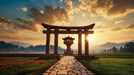 Ancient temple in south korea,Mae Hong Son province.の写真素材