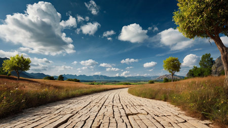 Landscape with road in Tuscany, Italy, Europe.の写真素材