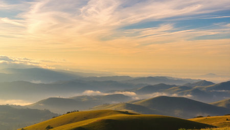 Beautiful landscape in the mountains at sunrise. Carpathian, Ukraineの写真素材