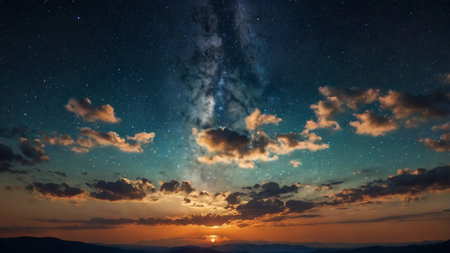 Beautiful spring landscape with pink flowers and mountain river. Panoramaの写真素材