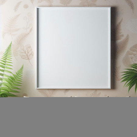 Mockup poster frame in interior background. 3d render illustration