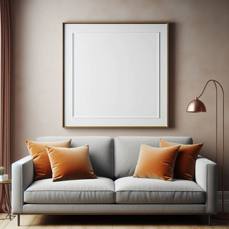 Mock up poster frame in modern interior background, 3d render