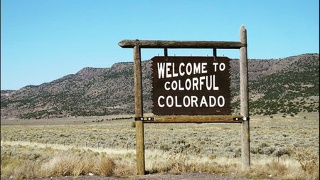 Welcome to the Colorful Colorado sign.の写真素材