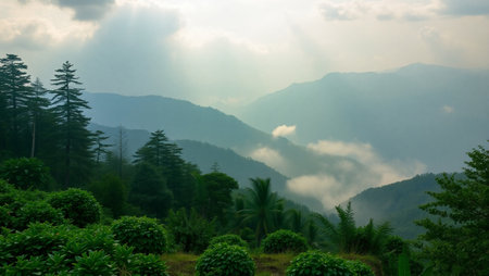 Morning mist on the mountain at Doi Inthanon, Chiang Mai, Thailand