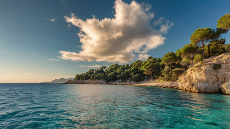 Panoramic view of the coast of the Adriatic Sea in Croatia