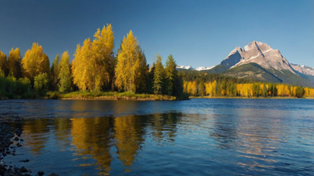 Autumn in Banff National Park, Alberta, Canada. The concept of ecological and photo tourism
