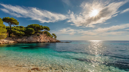 Panoramic view of Cala Figuera beach in Spainの写真素材