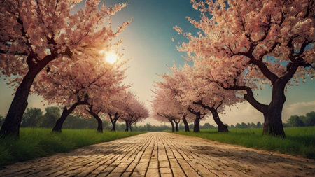 Beautiful cherry blossoms in spring time. Nature background. Cherry blossom.の写真素材