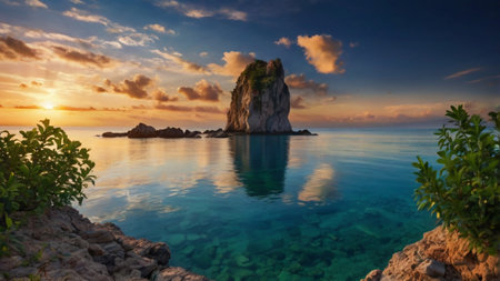 Beautiful seascape at sunset on the island of Phi Phi, Thailand