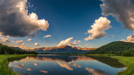 Lake in Banff National Park, Alberta, Canada at sunset.