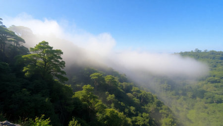 Morning fog in the mountains. Nature background. Beauty in nature.