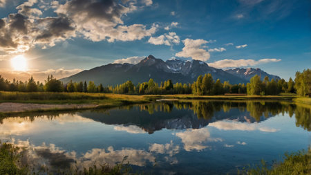 Sunset in Grand Teton National Park, Wyoming, USA.の写真素材