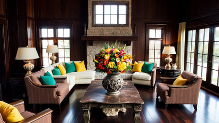 Luxury living room with sofa, sofa and armchair.の写真素材