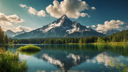Mountain lake with reflection