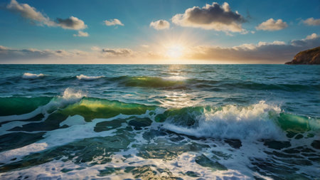 Sunset on the sea. Seascape. Nature composition.の写真素材