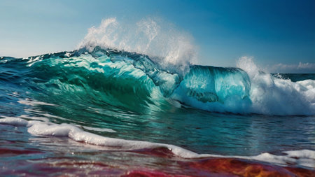 Big wave breaking on the beach in Hawaii. Big wave breaking on the beach.の写真素材