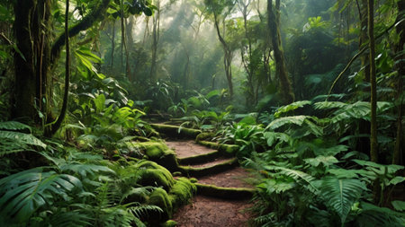 Pathway in the rainforest of Costa Rica, Central America.