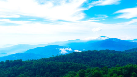 Mountain landscape with the blue sky and cloud,Thailand.の写真素材
