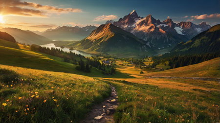 Beautiful summer landscape in the mountains.