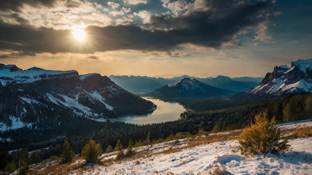 Beautiful alpine lake in the mountains.の写真素材