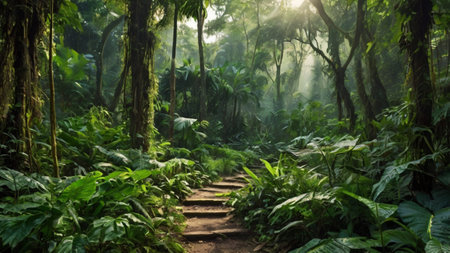 Pathway in the rainforest of Costa Rica, Central America.