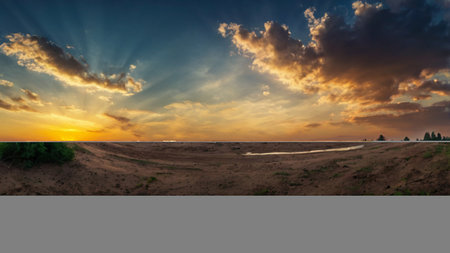 Beautiful sunset over the sea. Nature composition. Panorama.