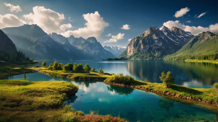 Mountain lake in the highlands of the Altai Republic.