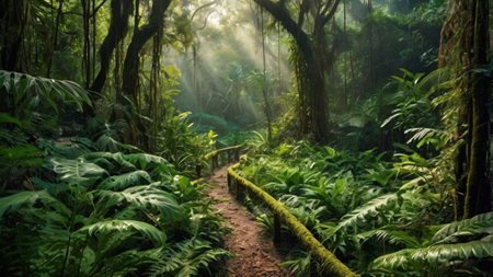 Trail in the rainforest of Costa Rica, Central America.
