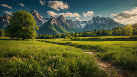 Beautiful summer landscape in the mountains. Panoramic view.の写真素材