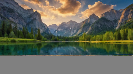 Lake Misurina at sunset, Dolomites, Italy.