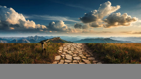 Beautiful summer landscape in the mountains. Panoramic view.の写真素材