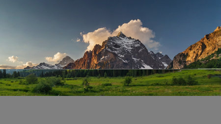 Mountain landscape in the Altai Mountains. The concept of active and photo tourism