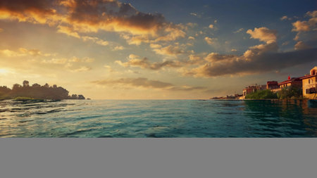 Beautiful seascape with sea and sky at sunset time.の写真素材