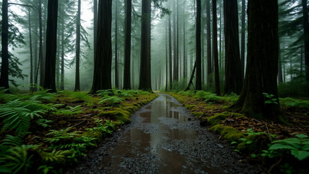 Foggy forest in the morning.の写真素材