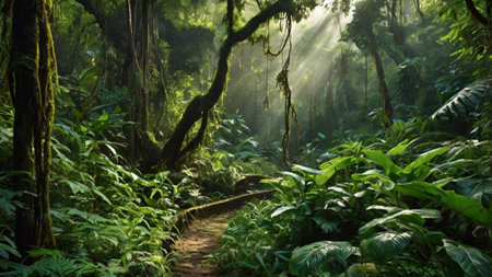 Hiking trail in the rainforest of La Palma, Canary Islands, Spain