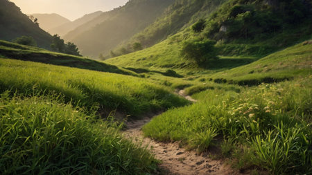 Rice terraces in the morning, Chiang Mai, Thailandの写真素材