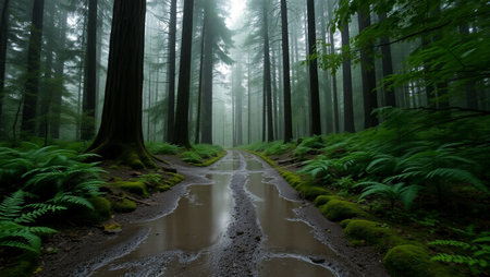 Trail in Redwood Forest, California, United States of Americaの写真素材