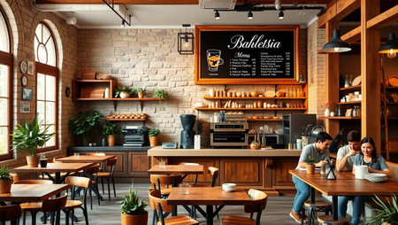 3d rendering of a coffee shop interior design with a coffee shop
