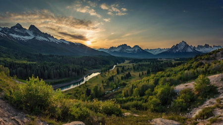 Panoramic view of Banff National Park, Alberta, Canadaの写真素材