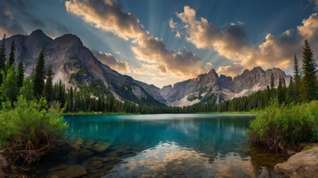 Sunset at Moraine lake in Banff National Park, Alberta, Canada
